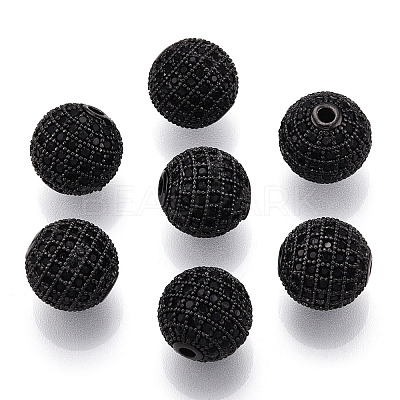 Brass Micro Pave Cubic Zirconia Beads ZIRC-Q013-12mm-143B-1