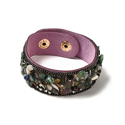 Faux Suede Snap Cord Bracelet LS-BJEW-F428-06-1