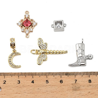 Brass Micro Pave Cubic Zirconia Pendants & Connector Finding Kits KK-XCP0002-20-1