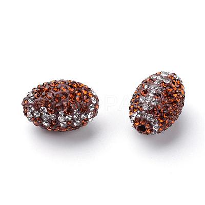 Handmade Polymer Clay Rhinestone Beads RB-S046-01-1