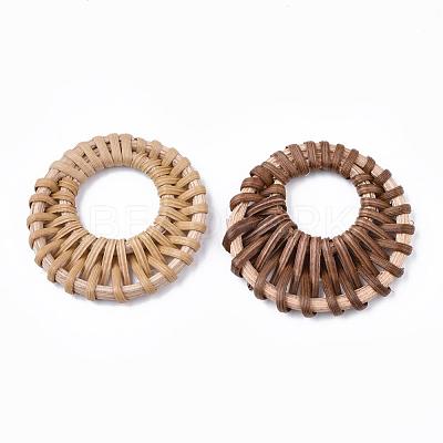 Handmade Reed Cane/Rattan Woven Linking Rings WOVE-Q075-01-1