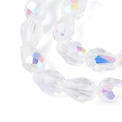 Transparent Electroplate Glass Beads Strands EGLA-N023-6x8mm-A01-1