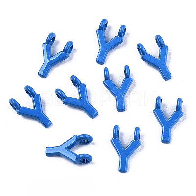 Spray Painted Alloy 2-Loop Link Pendants PALLOY-T075-48Y-RS-1