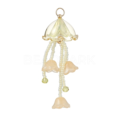Glass Seed Beaded Jellyfish Big Pendants X-PALLOY-MZ01166-01-1