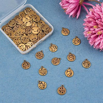 84 Pieces Zodiac Sign Charm Pendants 12 Constellation Charm Pendant Alloy Charm for Jewelry Necklace Earring Making Crafts JX557C-1