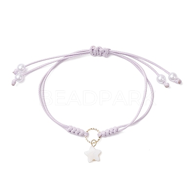 4Pcs 4 Colors Star Freshwater Shell Charm Bracelets BJEW-JB12415-1