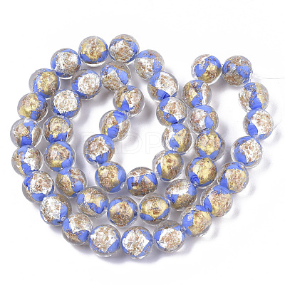 Handmade Gold Sand Lampwork Bead Strands FOIL-T003-01B-1