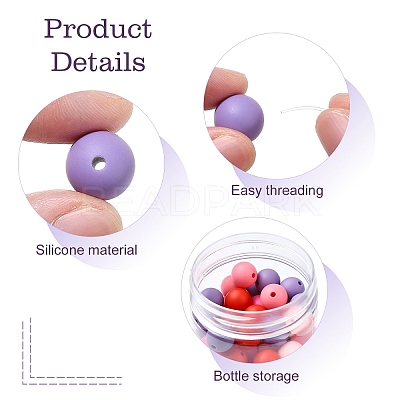 Pink Theme 90Pcs 5 Colors Food Grade Eco-Friendly Silicone Beads SIL-YW0001-43-1