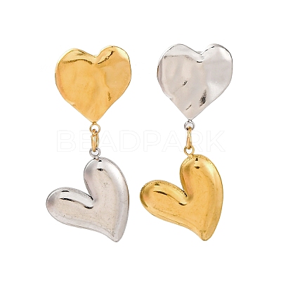 304 Stainless Steel Dangle Stud Earrings EJEW-K296-02GP-02-1