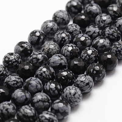 Natural Snowflake Obsidian Beads Strands G-G736-06-8mm-1