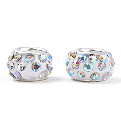 Polymer Clay Rhinestone European Beads CPDL-T001-05-1