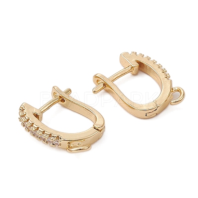 Brass Micro Pave Clear Cubic Zirconia Hoop Earring Findings ZIRC-YW0001-08G-1