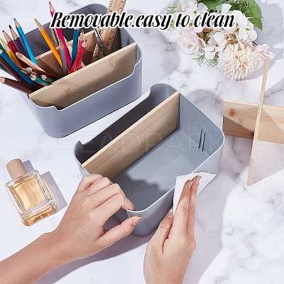 Plastic Drawer Organizer Boxes with Wooden Dividers AJEW-WH0696-363-1