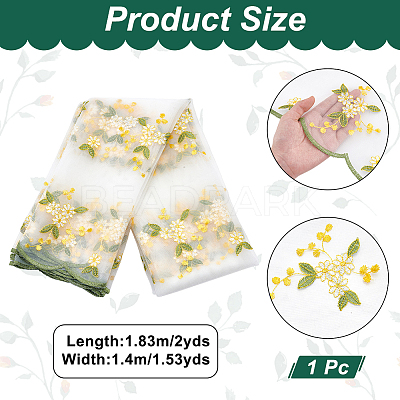 Flower Pattern Polyester Lace Fabic DIY-WH0061-021B-1