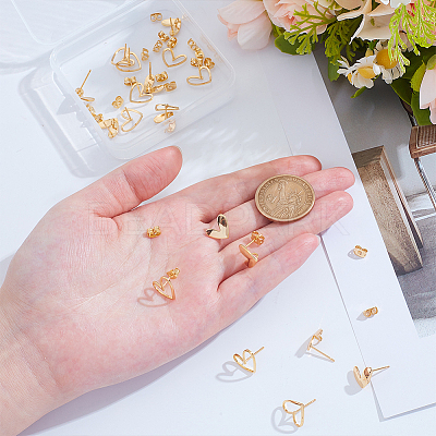 20Pcs 2 Styles Brass Stud Earring Findings KK-ME0002-53-1