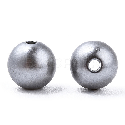 Spray Painted ABS Plastic Imitation Pearl Beads OACR-T015-05B-02-1