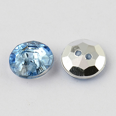 2-Hole Taiwan Acrylic Rhinestone Flat Round Buttons BUTT-F015-10mm-11-1