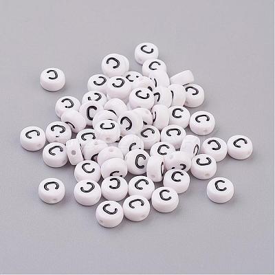 Acrylic Horizontal Hole Letter Beads X-PL37C9070-C-1