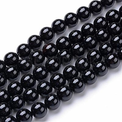 Natural Black Onyx Round Bead Strands G-T055-10mm-10-1