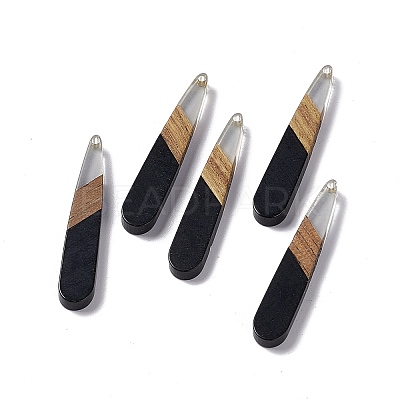 Opaque Resin & Walnut Wood Pendants RESI-M027-12H-1