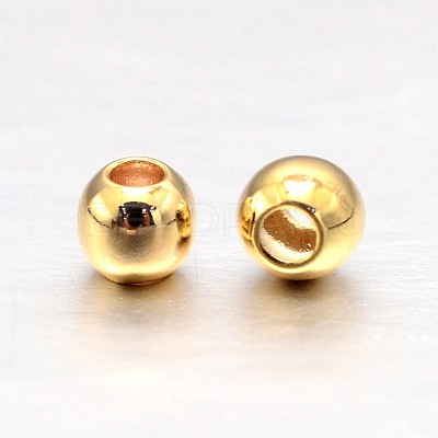 Real Gold Plated Brass Round Spacer Beads Y-KK-L147-197-2.5mm-NR-1