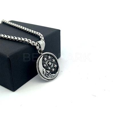 Men's 304 Stainless Steel Moon Star Pendant Punk Vintage Necklaces LK3922-1