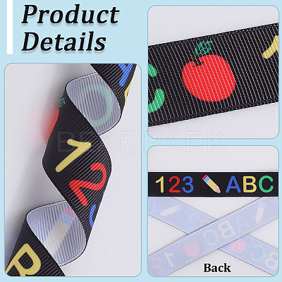 2 Rolls 2 Styles School Season Theme Polyester Colorful Printed Grosgrain Ribbon OCOR-GF0004-23A-1