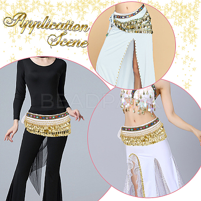 Golden Alloy Three Layers Flat Round Waist Belt AJEW-WH20002-09B-1