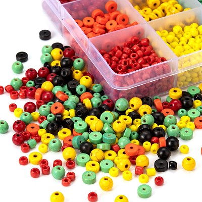 240Pcs Round & Flat Round Synthetic Turquoise Beads and 4 Styles Glass Seed Beads DIY-LS0003-09-1
