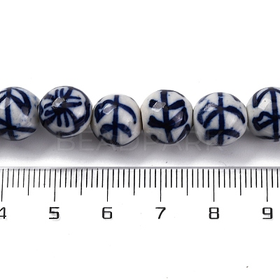 Handmade Blue and White Porcelain Beads Strands PORC-I027-03E-1