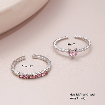 2Pcs Alloy with Rhinestone Cuff Rings FS-WGCB7EB-19-1