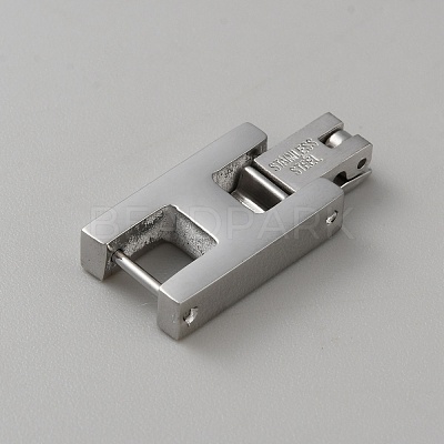 Rectangle Stainless Steel Watch Band Clasps STAS-WH0048-08B-P-1