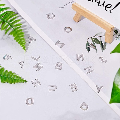 Non-Tarnish 304 Stainless Steel Alphabet Charms X-STAS-O073-01-1
