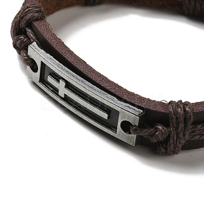 Alloy Rectangle with Cross Link Bracelet BJEW-C037-01B-1