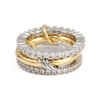 Brass Micro Pave Cubic Zirconia Plain Band Finger Rings for Women RJEW-P160-01B-G01-1