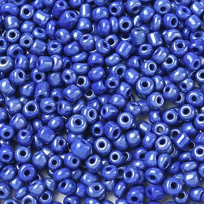 6/0 Opaque Colors Lustered Round Glass Seed Beads X-SEED-A012-4mm-128-1