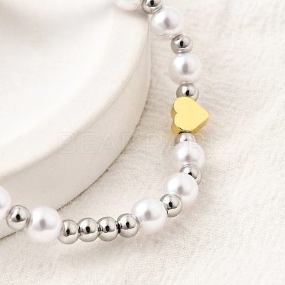 ABS Imitation Pearl Beads Braided Bead Bracelets for Women BJEW-D317-09B-PG-1