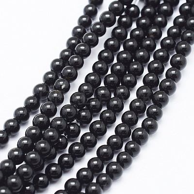 Natural Black Onyx Beads Strands G-E469-08-3mm-1