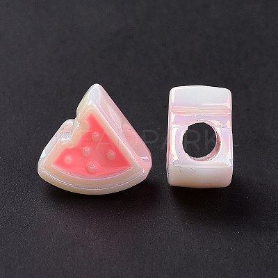 UV Plating Rainbow Iridescent Acrylic European Beads SACR-E009-30-1