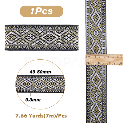 Polyester Jacquard Rhombus Ribbons OCOR-WH0082-141B-1