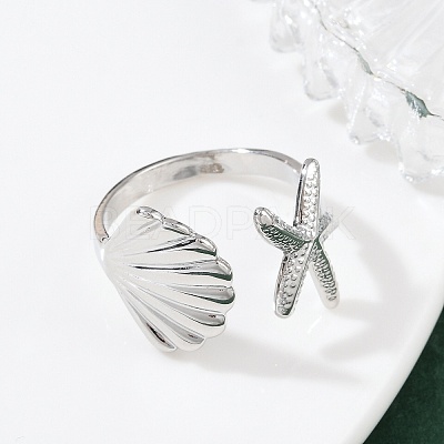 Brass Adjustable Cuff Rings for Women RJEW-B132-02B-P-1