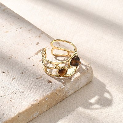 Natural Tiger Eye Finger Rings STAS-Z112-05G-03-1