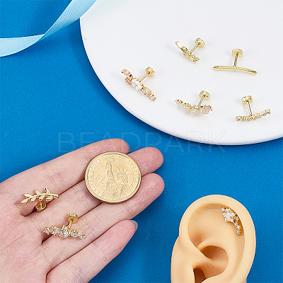 9Pcs Stainless Steel Pave Clear Cubic Zirconia Cartilage Earring Sets EJEW-PH0001-54-1