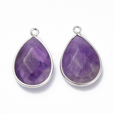 Natural Amethyst Pendants G-R469-03B-1