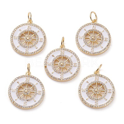 Brass Micro Pave Clear Cubic Zirconia Pendants KK-C100-28G-1