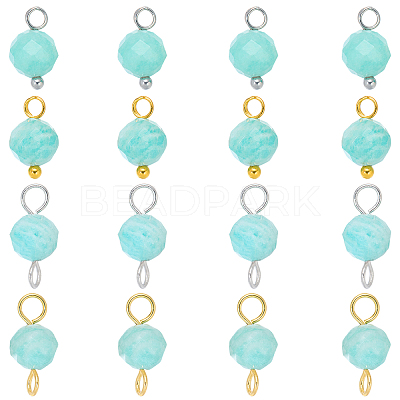 16Pcs 4 Styles December Birthstone Natural Amazonite Pendant and Connector Charms PALLOY-SW00118-1