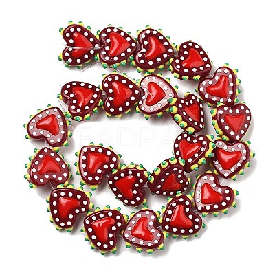Baking Paint Glass Bumpy Beads Heart LAMP-V001-07G-1