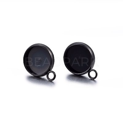 304 Stainless Steel Stud Earring Settings STAS-H467-08B-14mm-1