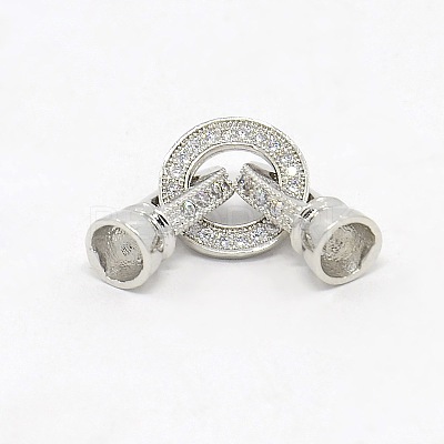 Brass Micro Pave Cubic Zirconia Fold Over Clasps X-ZIRC-P003-27P-1