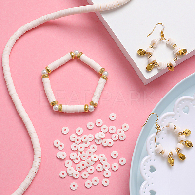 2 Strands Flat Round Handmade Polymer Clay Beads CLAY-SC0001-54B-1